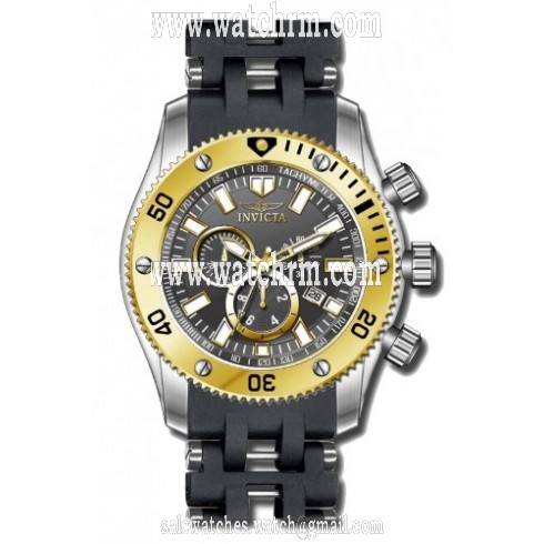 Invicta Sea Spider Chronograph Grey Dial Black Rubber Strap With Steel Inserts Men's Watch 13853