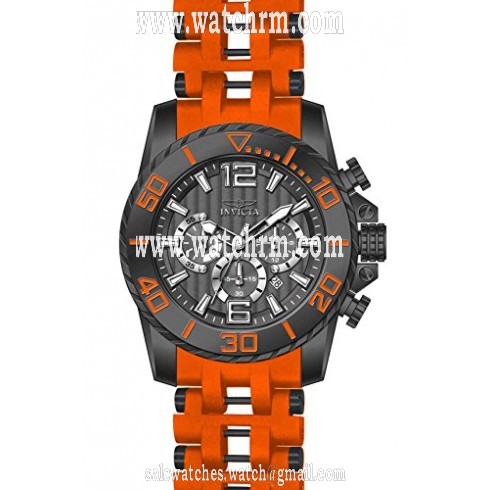 Invicta Sea Spider Chronograph Gunmetal Dial Orange Polyurethane Rubber Men's Watch 20286