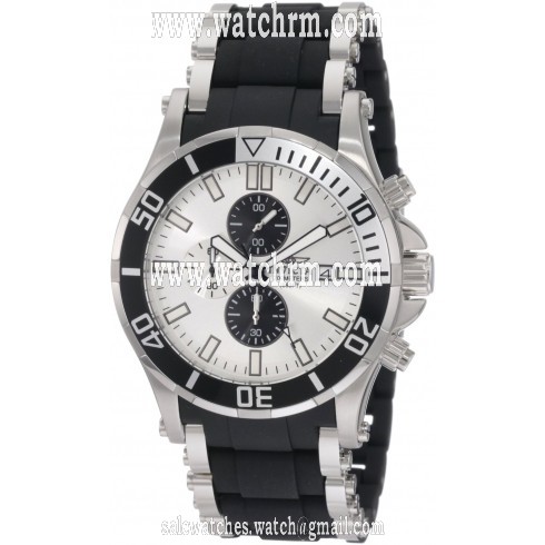 Invicta Sea Spider Collection Scuba Chronograph Silver Dial Stainless Steel and Black Polyurethane Men's Watch 1475