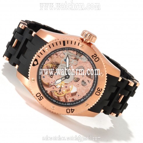 Invicta Sea Spider Mechanical Skeleton Dial Black Polyurethane Men's Watch 1259