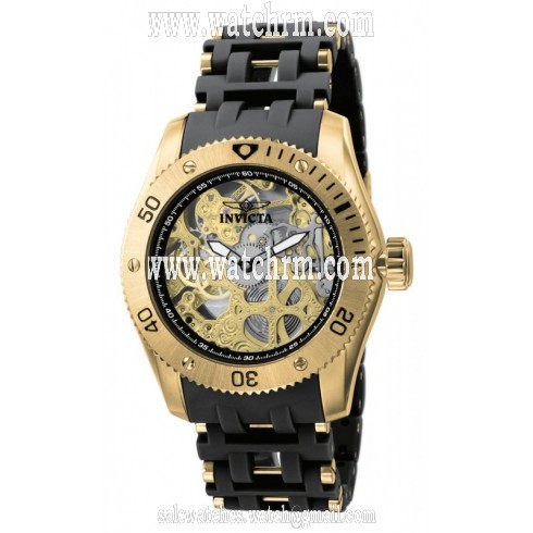 Invicta Sea Spider Mechanical Skeleton Dial Black Polyurethane Men's Watch 1261
