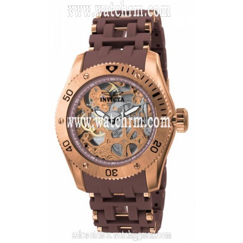 Invicta Sea Spider Mechanical Skeleton Dial Brown Polyurethane Men's Watch 1260