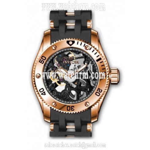 Invicta Sea Spider Skeleton Dial Black Rubber Men's Watch 10349