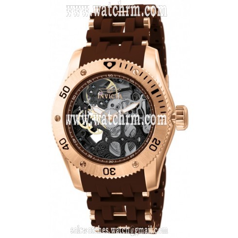 Invicta Sea Spider Skeleton Dial Brown Polyurethane Rubber Men's Watch 10352