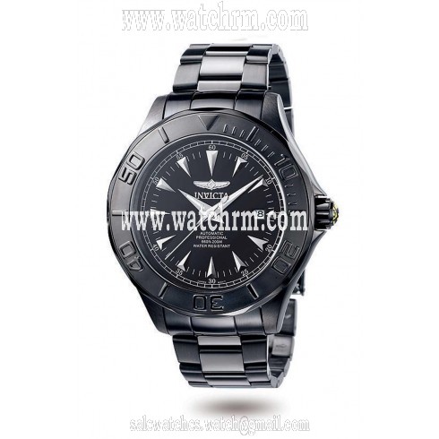 Invicta Signature Black Dial Black Ionic Stainless Steel Men's Watch 7114