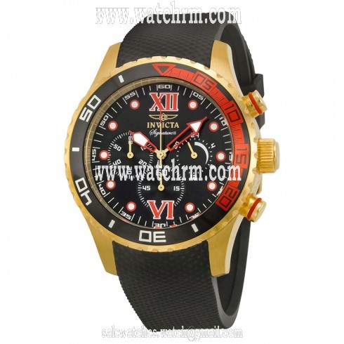 Invicta Signature Chronograh Black Dial Black Polyurethane Men's Watch 7502