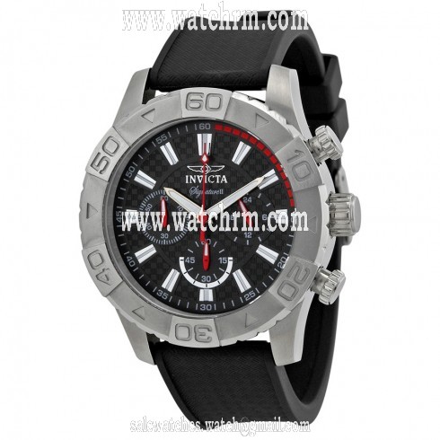 Invicta Signature Chronograph Black Dial Black Polyurethane Men's Watch 7490