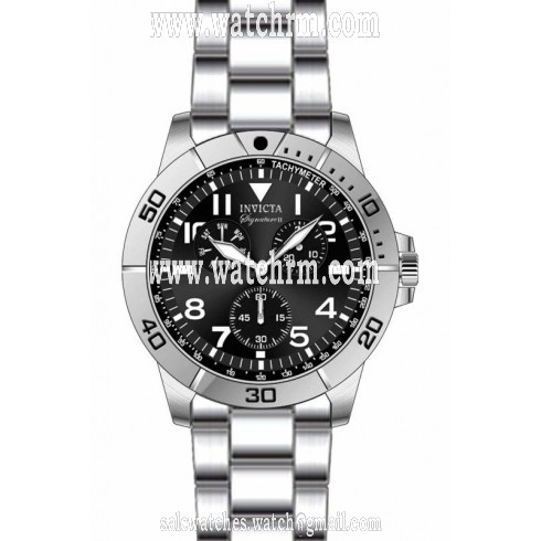 Invicta Signature Chronograph Black Dial Stainless Steel Men's Watch 7077