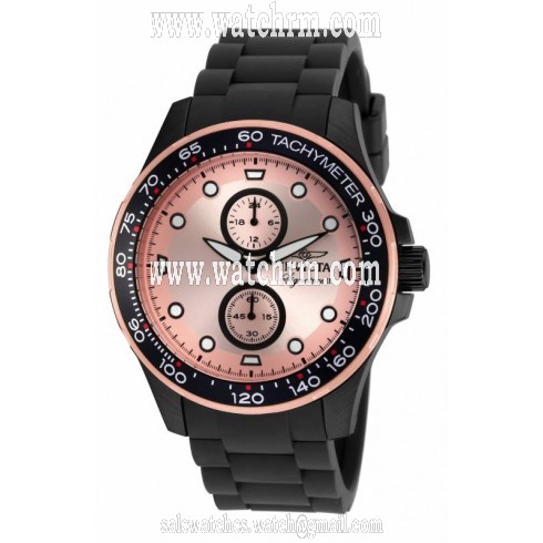 Invicta Signature Chronograph Rose Dial Black Ion-plated Men's Watch 7084