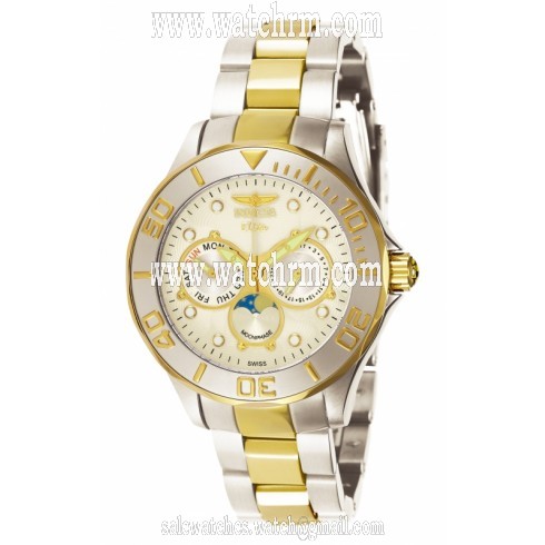 Invicta Signature Diver Elite Moon Phase Rose Gold-tone Dial Stainless Steel Men's Watch 7089