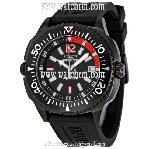 Invicta Signature II Black Dial Black Rubber Strap Men's Watch 7358