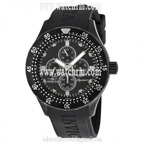 Invicta Signature II Black Dial Black Stainless Steel Black Rubber Men's Watch 7404