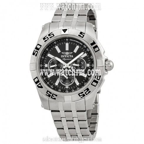 Invicta Signature II Black Dial Chronograph Stainless Steel Men's Watch 7301