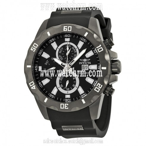 Invicta Signature II Black Dial Gunmetal Grey Stainless Steel GMT Men's Watch 7486