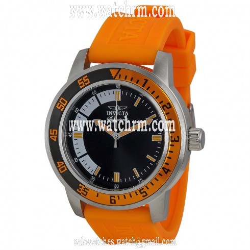 Invicta Signature II Black Dial Orange Rubber Strap Men's Watch 7462