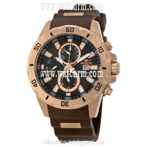 Invicta Signature II Black Dial Rose Gold-tone Stainless Steel GMT Men's Watch 7485