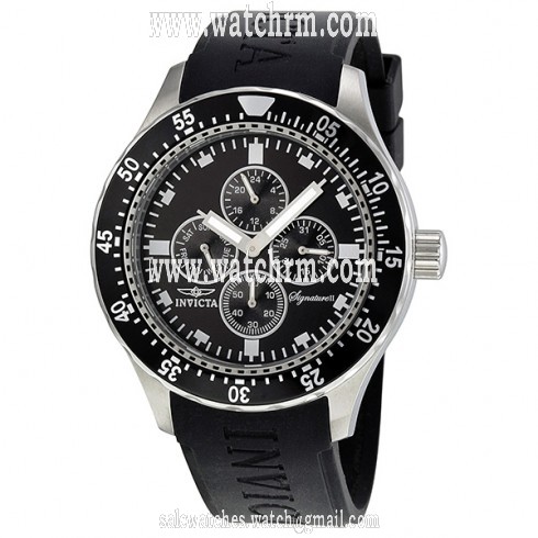 Invicta Signature II Black Dial Stainless Steel Black Rubber Men's Watch 7401