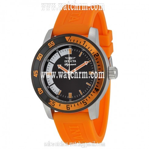 Invicta Signature II Black Dial Stainless Steel Orange Rubber Men's Watch