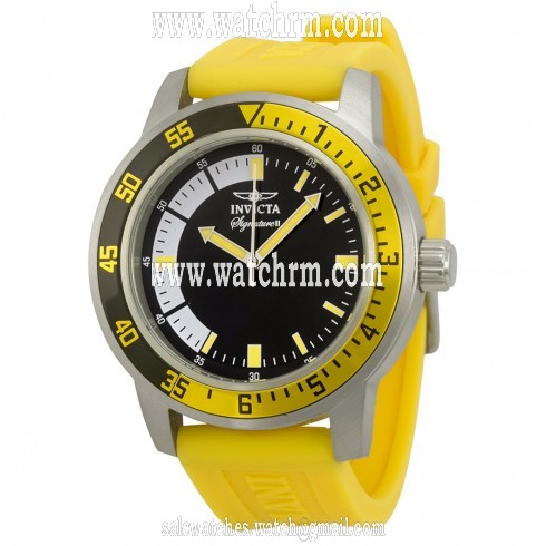 Invicta Signature II Black Dial Yellow Rubber Strap Men's Watch 7463