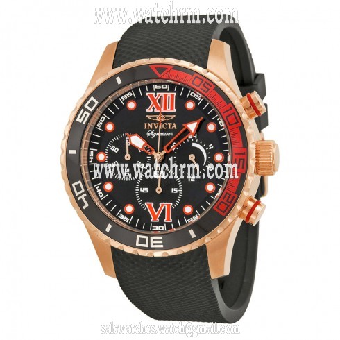 Invicta Signature II Chronograh Black Dial Black Polyurethane Men's Watch 7504