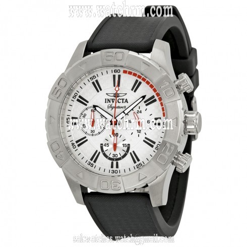Invicta Signature II Chronograh White Dial Black Polyurethane Men's Watch 7491