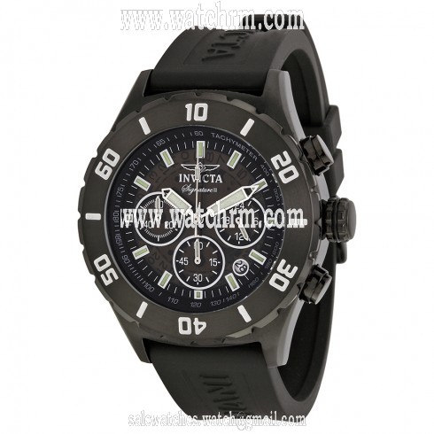 Invicta Signature II Chronograph Black Dial Black Black Rubber Strap Men's Watch 7381