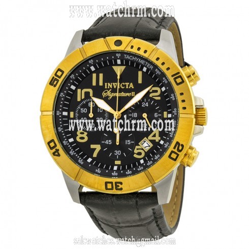 Invicta Signature II Chronograph Black Dial Black Leather Men's Watch 7284