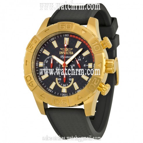 Invicta Signature II Chronograph Black Dial Black Polyurethane Men's Watch 7493