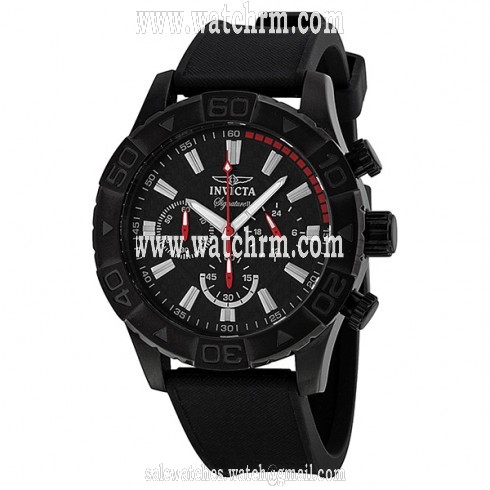 Invicta Signature II Chronograph Black Dial Black Polyurethane Strap Men's Watch 7498