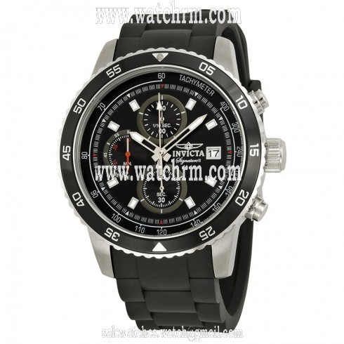 Invicta Signature II Chronograph Black Dial Black Rubber Men's Watch 7394