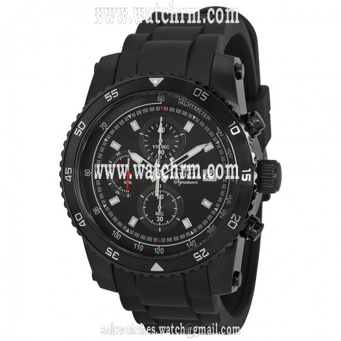 Invicta Signature II Chronograph Black Dial Black Rubber Men's Watch 7454