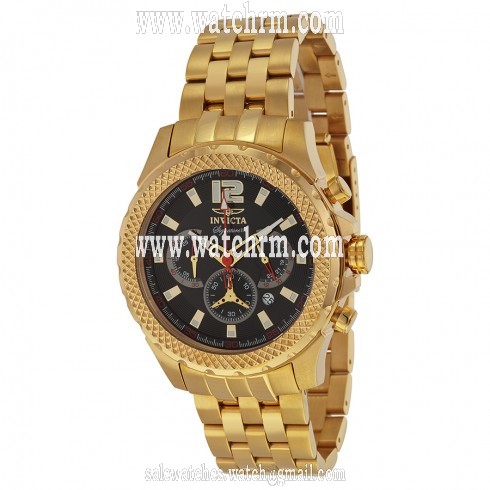 Invicta Signature II Chronograph Black Dial Gold-tone Stainless Steel Men's Watch 7474