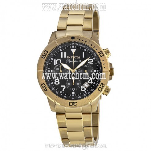 Invicta Signature II Chronograph Black Dial Gold-tone Men's Watch 7470