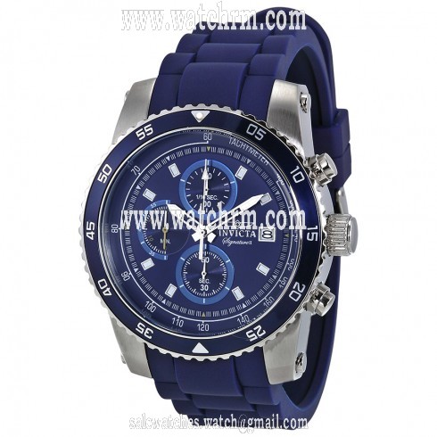 Invicta Signature II Chronograph Blue Dial Blue Rubber Men's Watch 7453