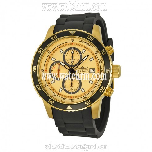 Invicta Signature II Chronograph Gold-tone Dial Black Rubber Men's Watch 7398