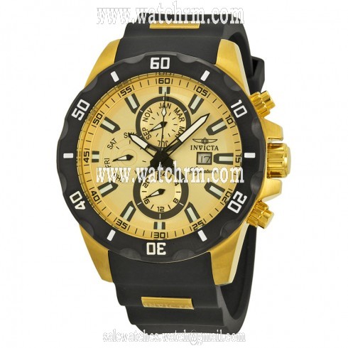Invicta Signature II Chronograph Gold-tone Dial GMT Stainless Steel Men's Watch 7481