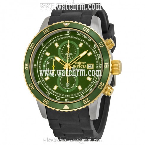 Invicta Signature II Chronograph Green Dial Black Rubber Men's Watch 7397