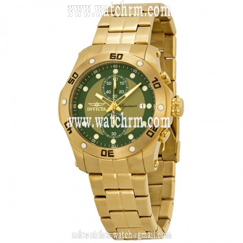 Invicta Signature II Chronograph Green/Gold-tone Dial Men's Watch 7385