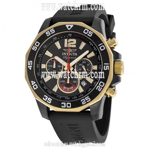 Invicta Signature II Chronograph Nautical Black Dial Black Rubber Men's Watch 7434