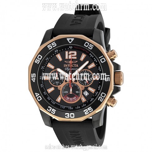 Invicta Signature II Chronograph Nautical Black Dial Black Rubber Men's Watch 7435