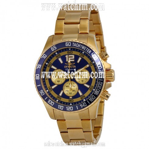 Invicta Signature II Chronograph Navy Dial Gold-Plated Stainless Steel Men's Watch 7410