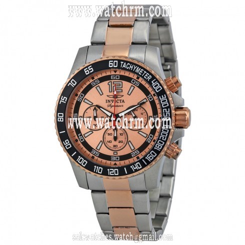 Invicta Signature II Chronograph Rose Gold-tone Dial Two-Tone Stainless Steel Men's Watch 7409