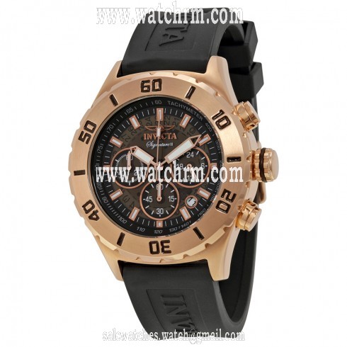 Invicta Signature II Chronograph Rose Gold-tone Black Rubber Strap Men's Watch 7380