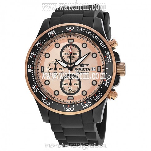 Invicta Signature II Chronograph Rose Gold-tone Dial Black Rubber Strap Men's Watch 7374