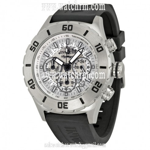 Invicta Signature II Chronograph Silver Dial Black Rubber Strap Men's Watch 7376