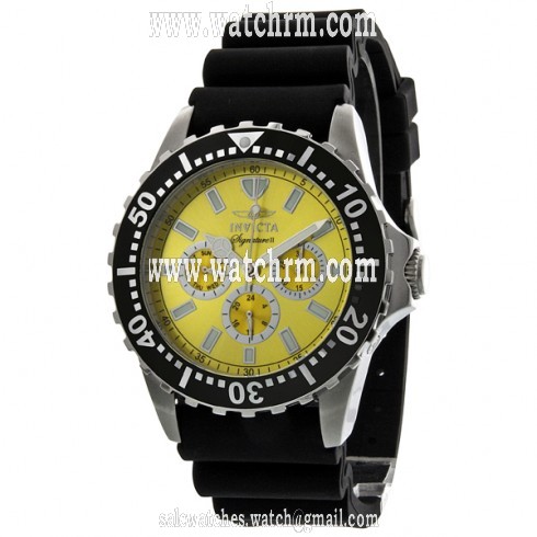 Invicta Signature II Divers Yellow Dial Black Rubber Men's Watch 7439