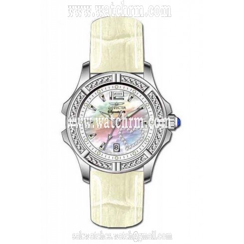 Invicta Signature II Mother of Pearl Dial White Leather Ladies Watch 7475
