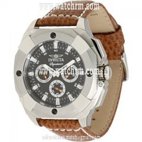 Invicta Signature II Multi-function Black Dial Brown Leather Men's Watch 7289
