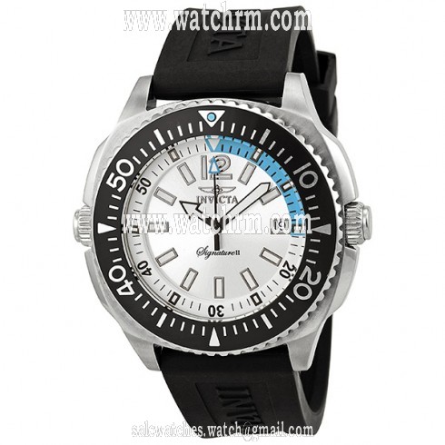 Invicta Signature II Silver Dial Stainless Steel Black Rubber Men's Watch 7354