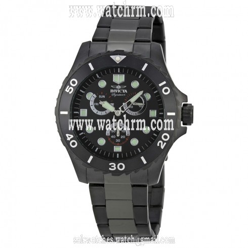 Invicta Signature Pro Diver Chronograph Black Dial Black Ion-plated Men's Watch 7052